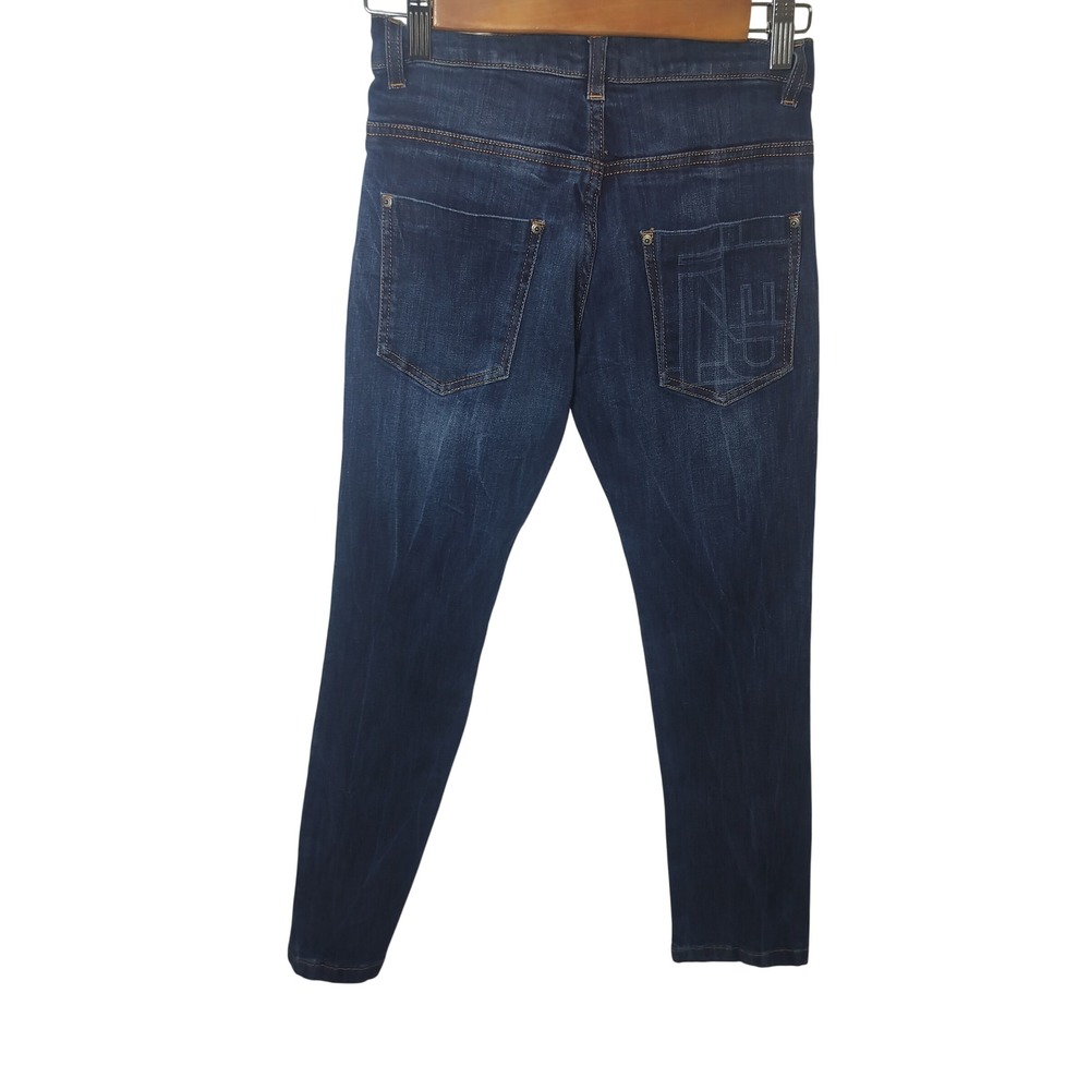 Fendi Roma Girls Dark Wash Slim Leg Jeans Embroidered Logo Back Pocket Size 12A - Picture 4 of 15